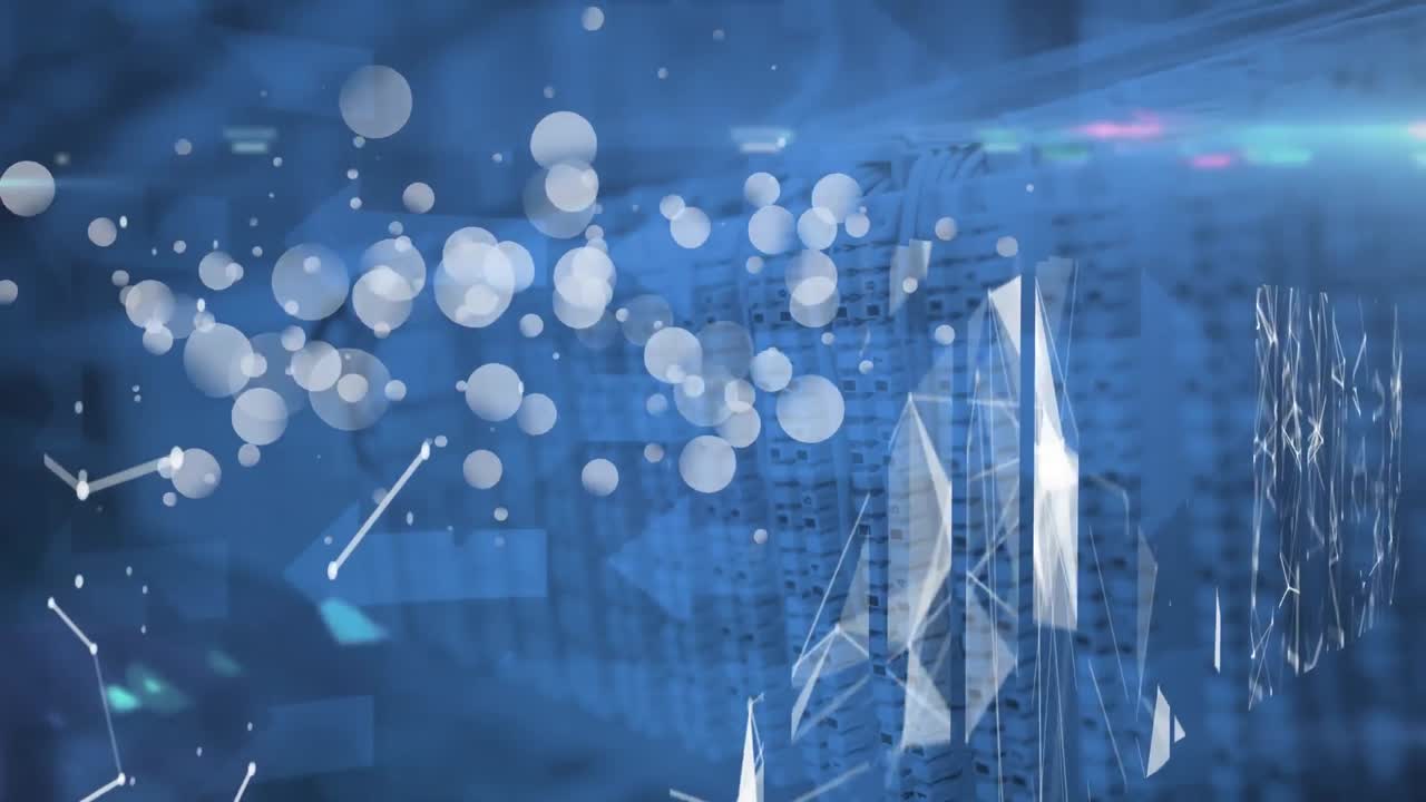 컴퓨터 서버 방에 대한 빛의 반점과 연결의 네트워크