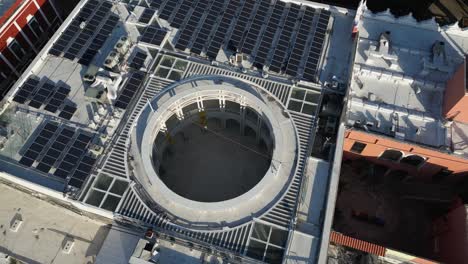 Aerial-looks-into-circular-portico-in-Olimpo-Cultural-Center-in-Merida