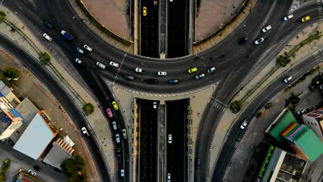 expressway top view, road traffic an important infrastructure in bangkok thailand.