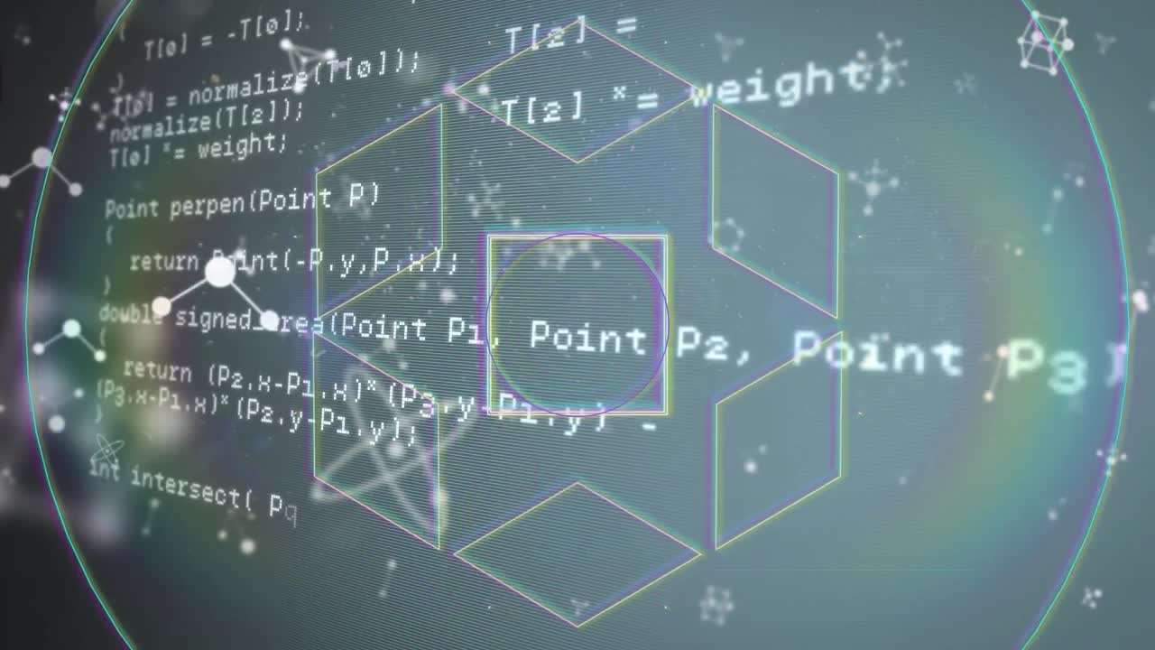 회색 배경에 컴퓨터 및 과학 데이터 처리의 애니메이션