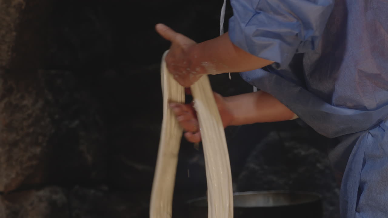 Customary cuisine of local Meskhetian community being prepared handmade