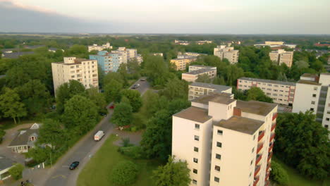 complex of residential buildings of huchting district in bremen, germany - aerial shot