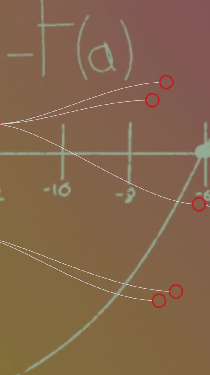 Animation of connecting dots and mathematical equations floating against purple gradient background