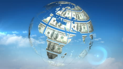 earth made of dollars spinning