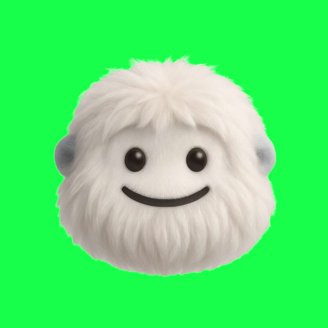 Monstro fofo e macio com animação de sorriso, vídeo transparente em 4K, tela verde