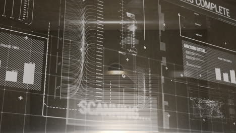 animation of statistics and data processing on black background