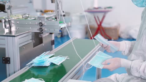 face mask production line in modern factory