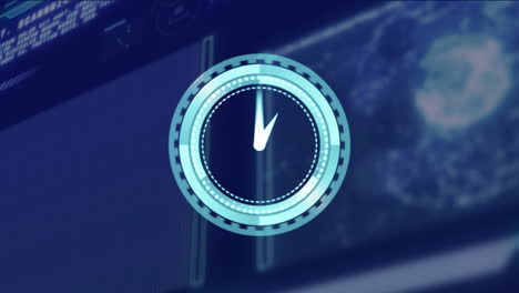 animación del procesamiento de datos digitales sobre el reloj