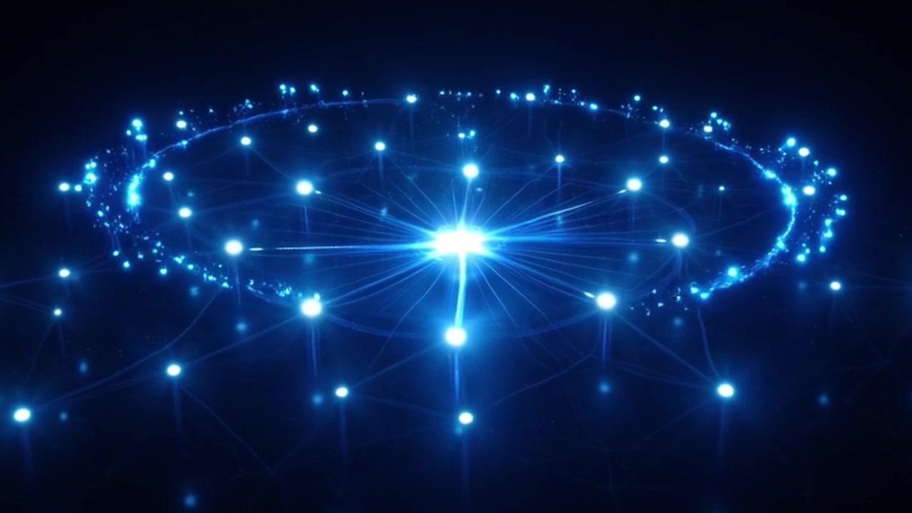 Abstract Digital Network Connection with Glowing Blue Nodes