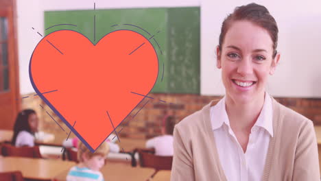 animación de leer el corazón sobre la maestra en el aula