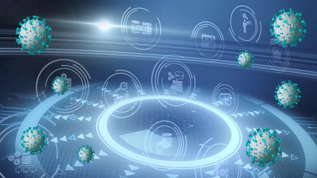 코로나 19 세포의 애니메이션과 과학적 데이터 처리 범위