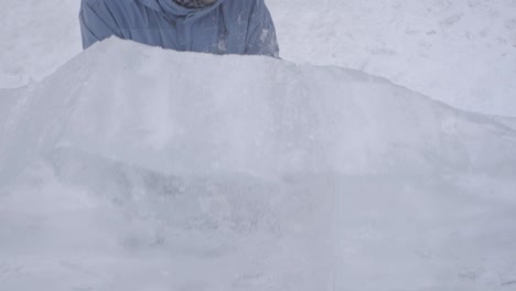 ice carving in winter