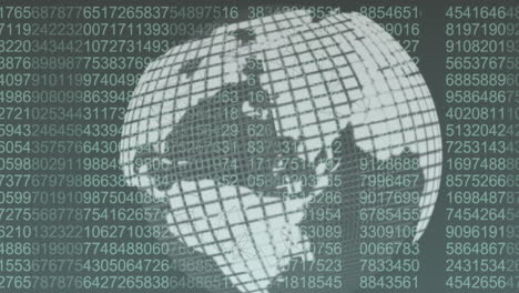Animation of spinning globe over data processing