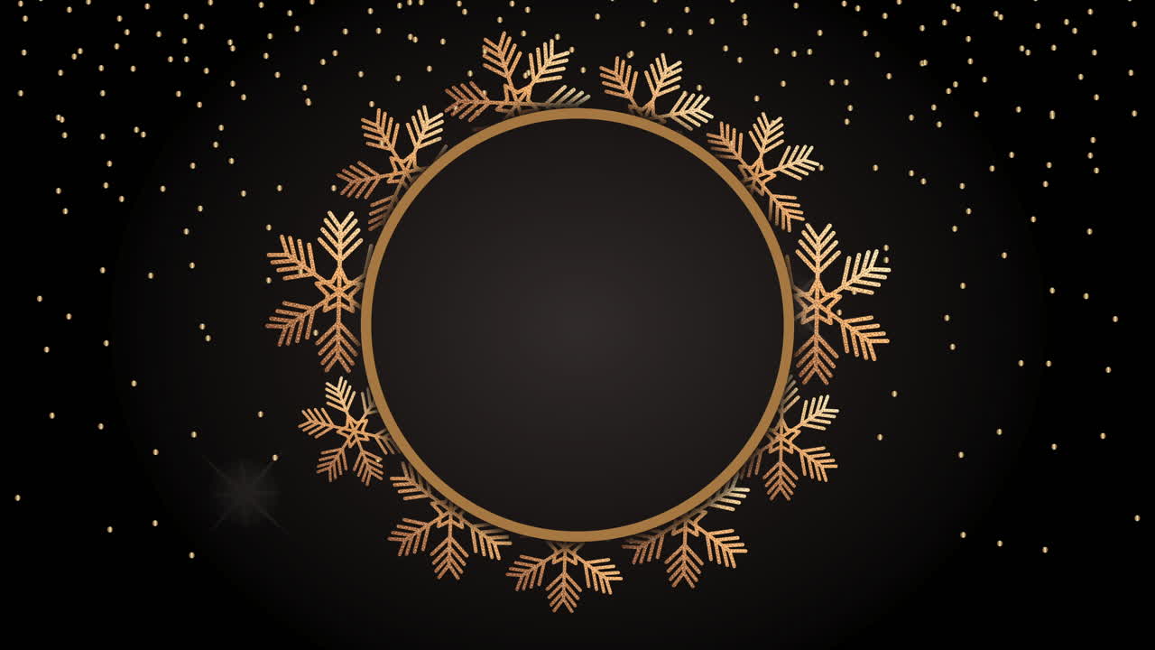 счастливого нового года анимация с круглой золотой рамкой