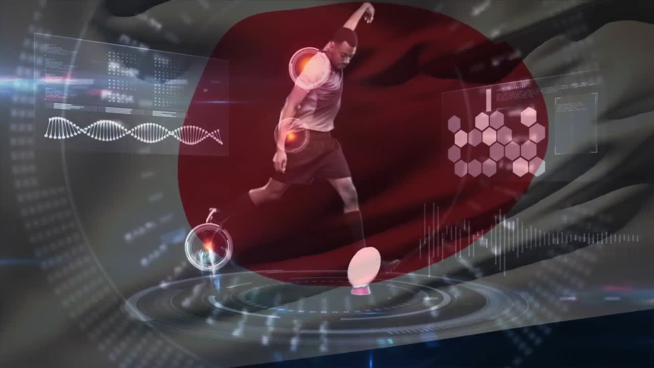 아프리카계 미국 럭비 선수가 공을  ⁇ 고 인터페이스 분석 선수의 자세와 건강 w