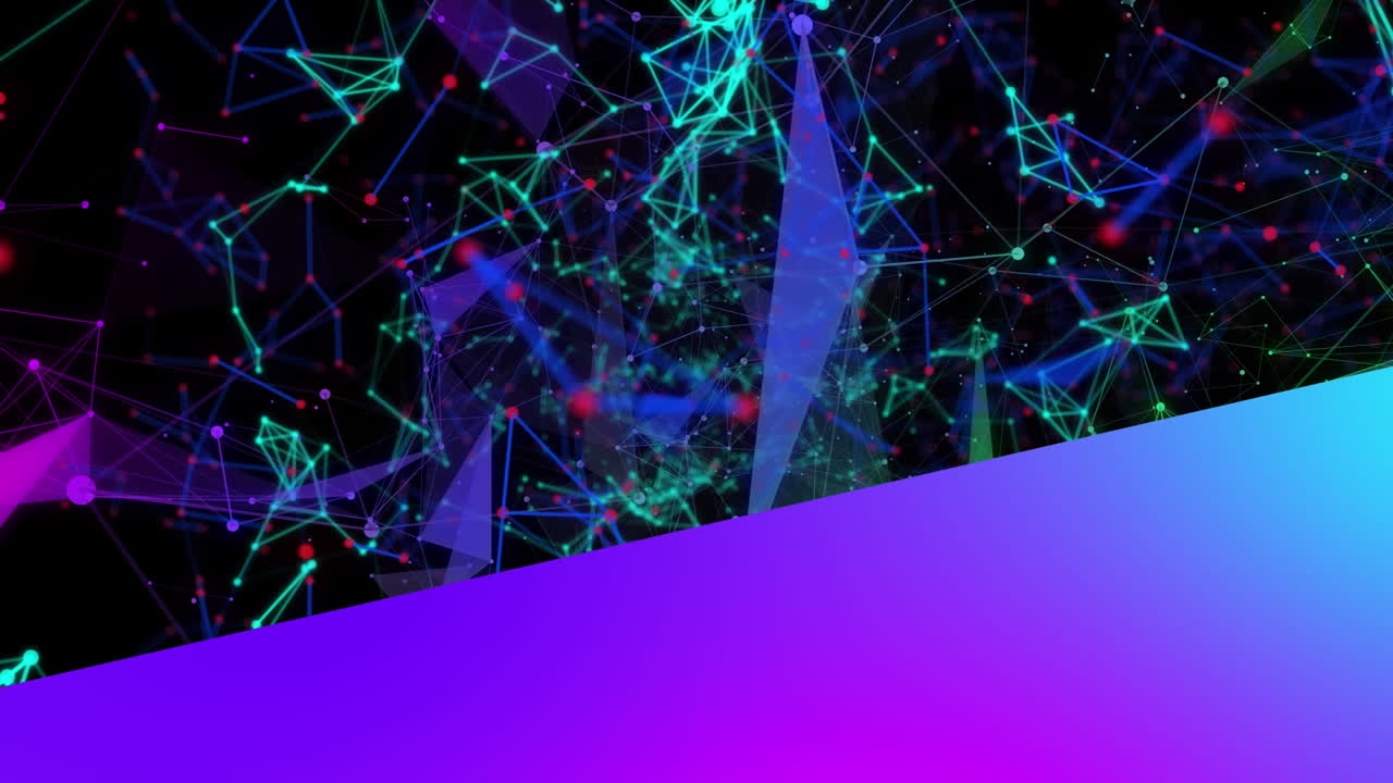 Animation of colourful communication networks moving on black background