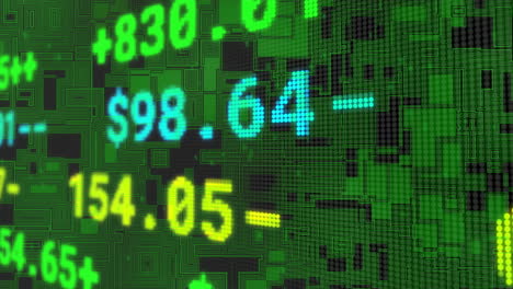 animation of financial data processing over circuit board