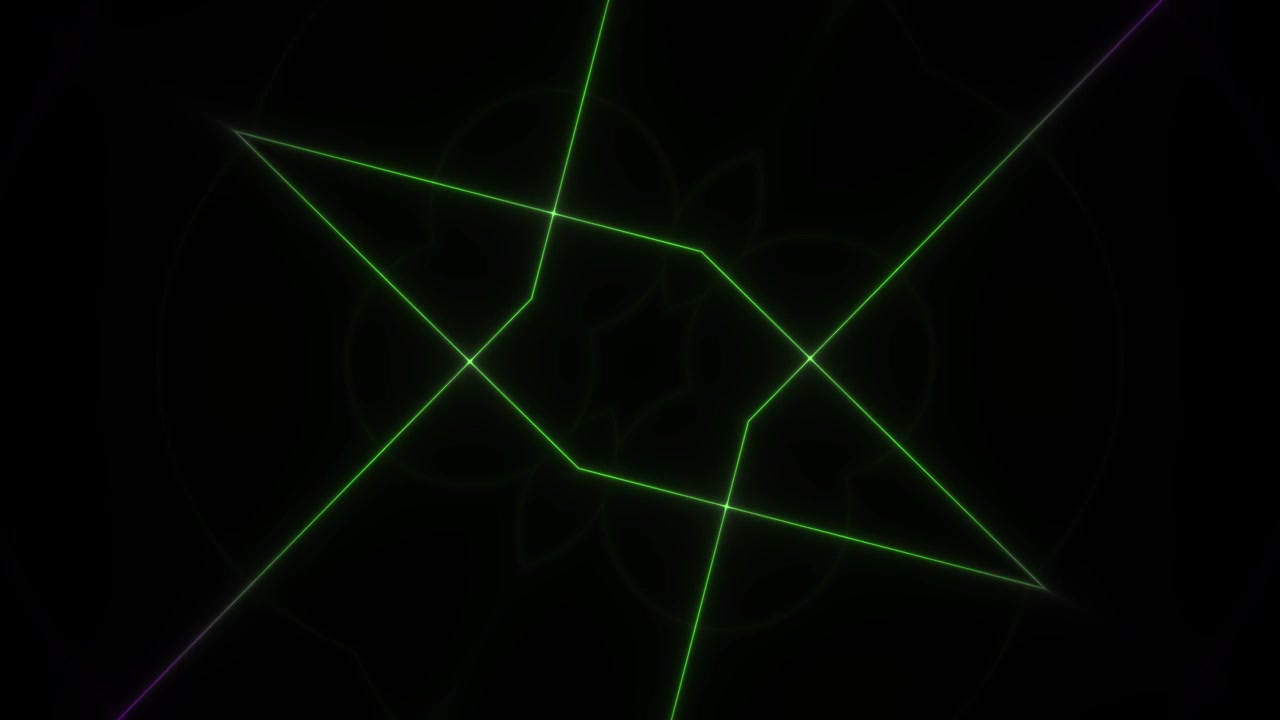 Motivi di Luce Geometrici al Neon Astratti Pulsanti su Sfondo Nero