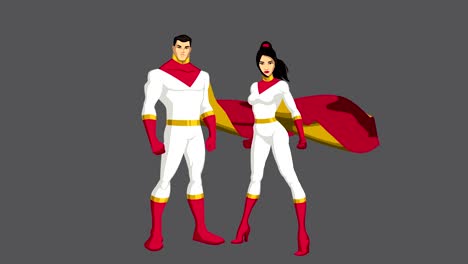 superhero couple asian isolated