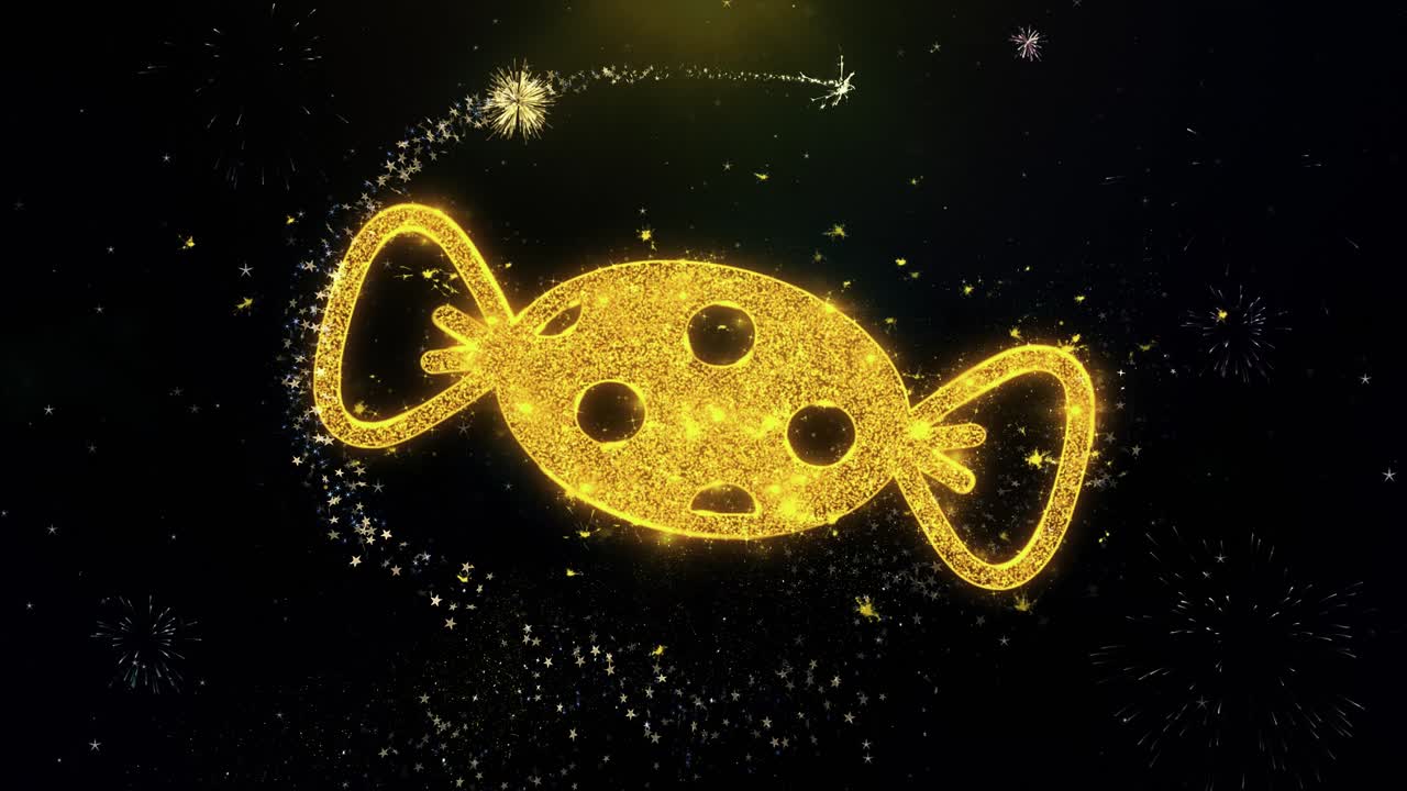 Golden Sparkling Candy with Fireworks