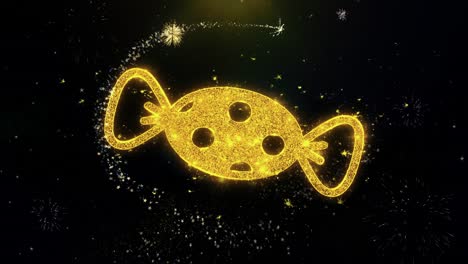 golden sparkling candy with fireworks