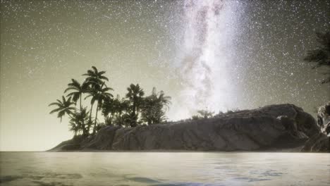 beautiful fantasy tropical beach with milky way star in night skies