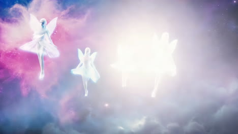 ethereal fairies dancing in a cosmic nebula