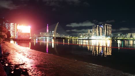 ho chi minh river in the city center in the evening