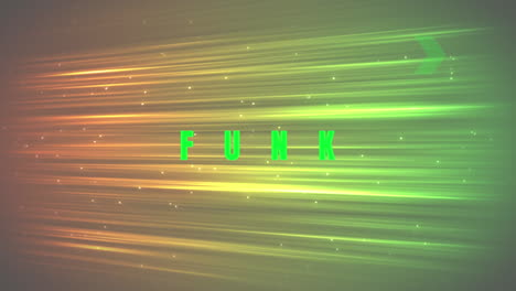 animation of funk in green text with crosses and lines over green and yellow beams of light