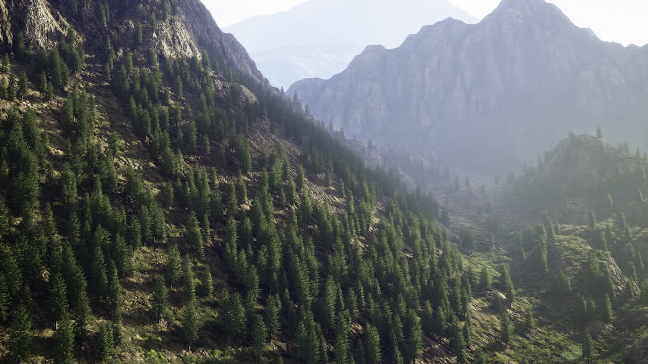 Majestic mountain landscape with lush greenery and distant peaks