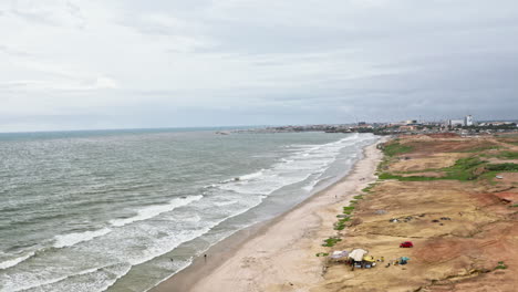 beautiful top view over beach. coast landscape in ghana