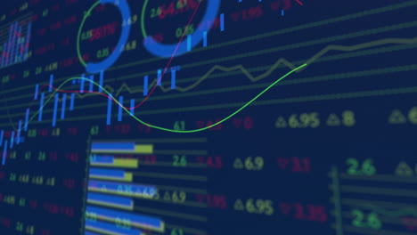 animatie van financiële gegevens en grafieken over de achtergrond van de marine