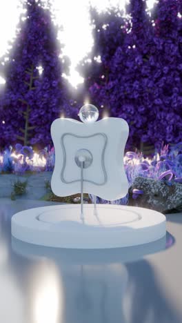 abstract white display in a purple forest
