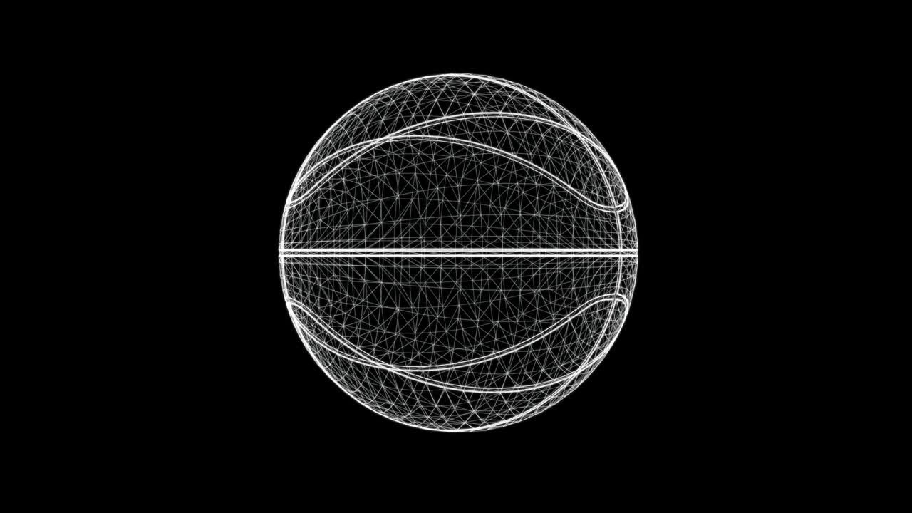 Hologram screen 3d of a basketball ball - loop