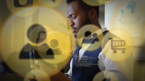 animation of yellow icon with man wearing vr headset