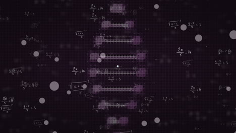 animación del procesamiento de datos y la cadena de adn en fondo negro