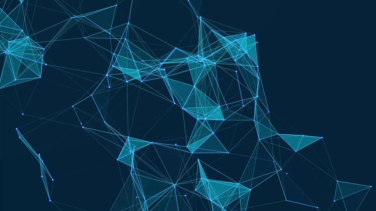 Abstract polygonal space with dots and lines motion. Data technology and scientific illustration. 3d rendering. Seamless loop. 4K