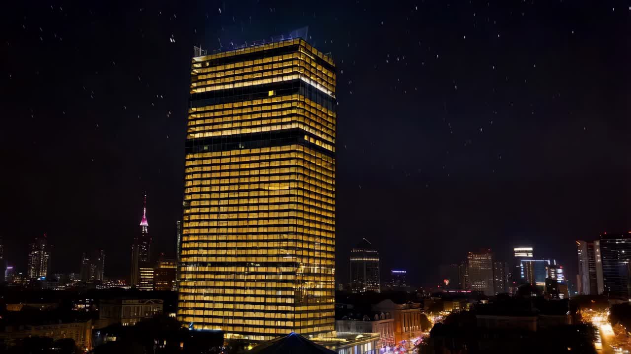 rascacielos iluminado por la noche