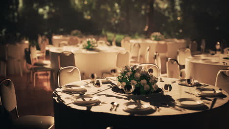 elegant outdoor wedding reception at night