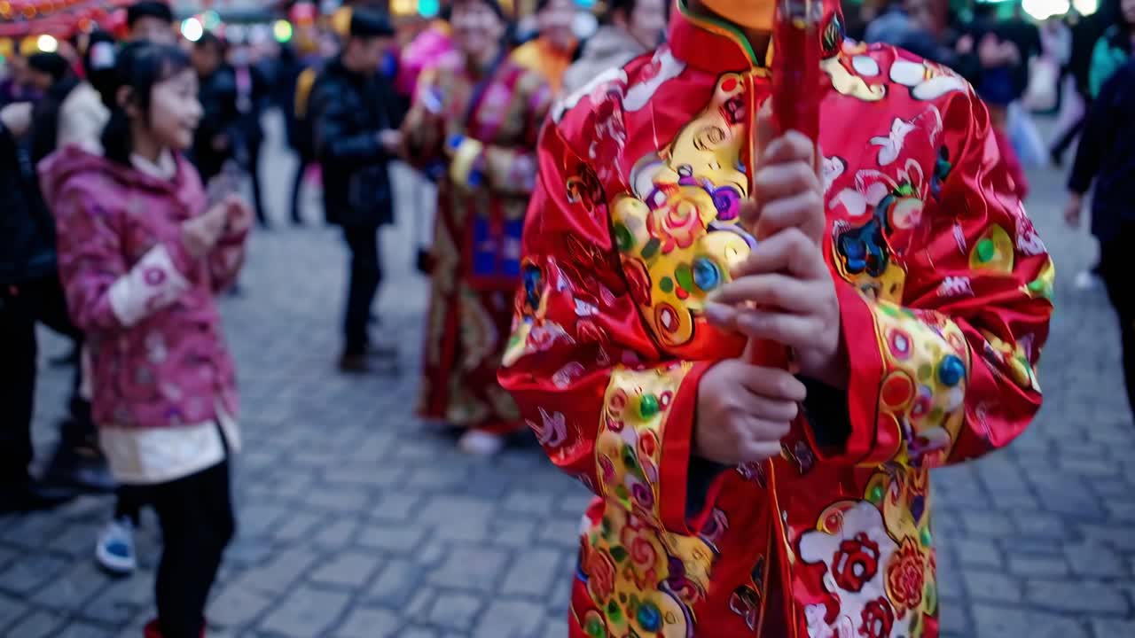 중국 신년 을 축하 하는 어린이 들