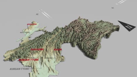 mapa del terreno en 3d de tayikistán
