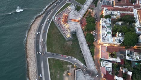 birds eye aerial view, bastion of santo domingo, cartagena, colombia