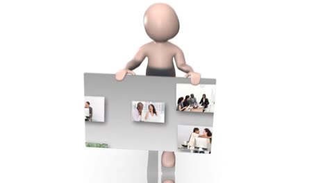 hombre de carácter que muestra a la gente de negocios collage