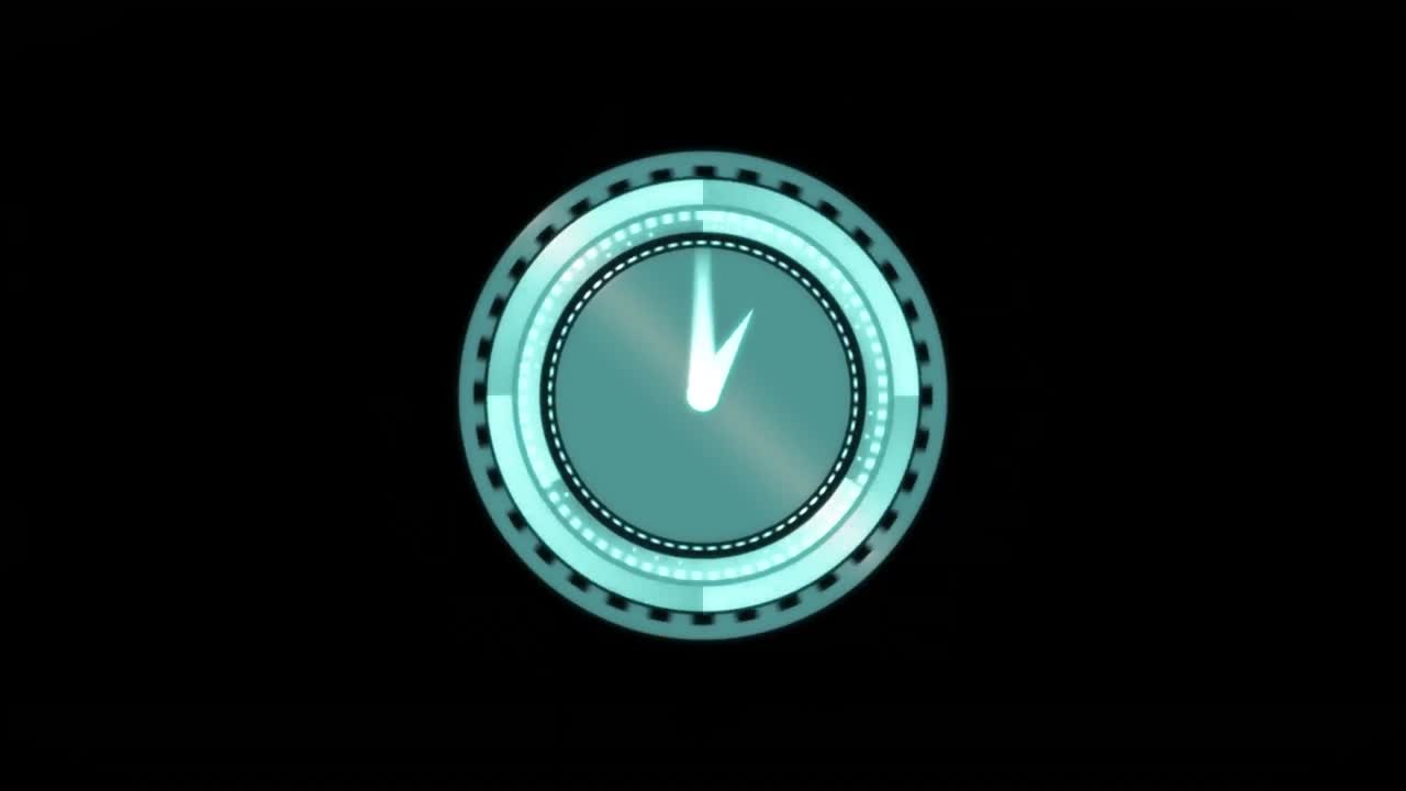 Animation of moving kaleidoscopic shapes and clock over black background