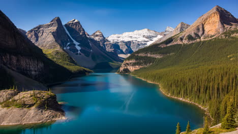 stunning moraine lake in banff national park with mountains and forest