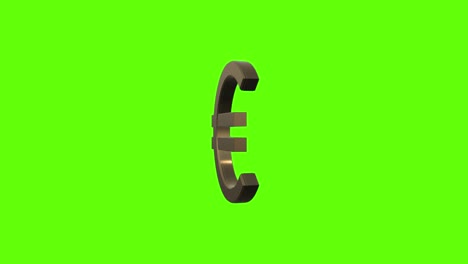 golden euro sign isolated on green screen stock video