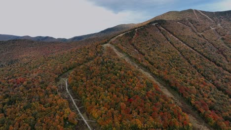 fall foliage over mountain forest near killington ski resorts in vermont, usa