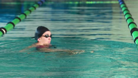 fit swimmer doing the front stroke in the swimming pool