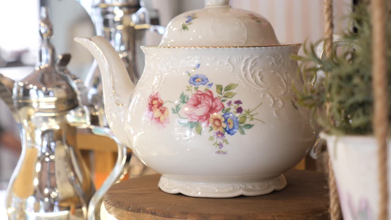 Vintage floral teapot still life