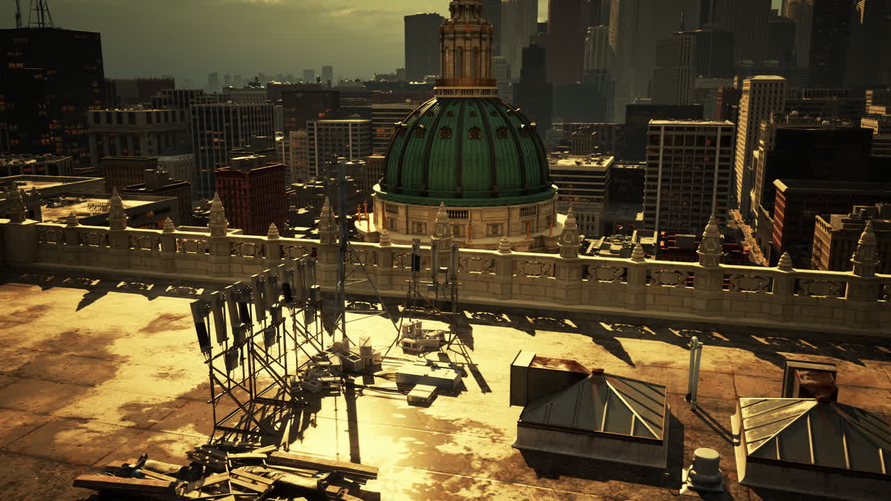 건물 을 가진 도시 풍경 의 지붕 풍경